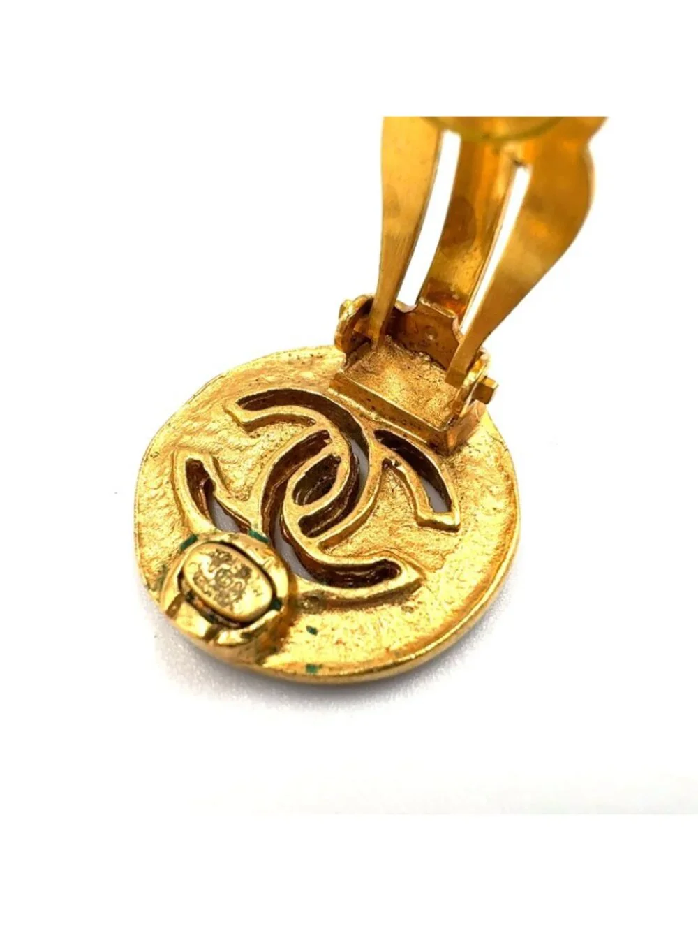 Chanel CC Logo Gold Plated Earrings